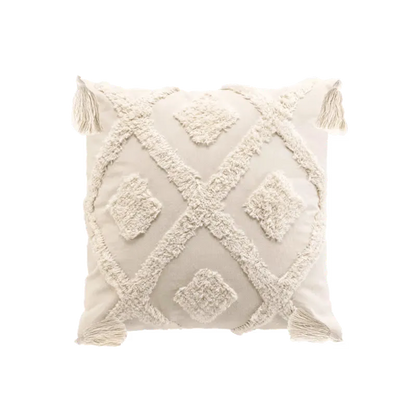 Coussin Japandi Pompons Tufte 40×40 – Inca