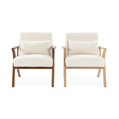 Fauteuil Japandi Hévéa Noyer Clair & Bouclette Crème – Antoine
