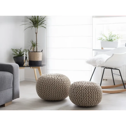 Pouf Japandi Tissu Beige 50×35 – Conrad