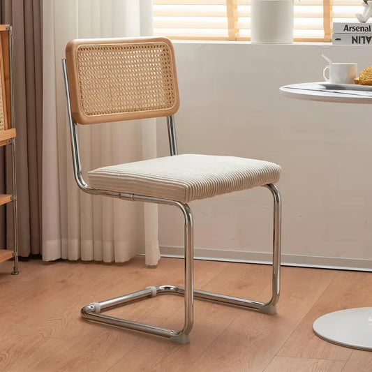 Chaises Japandi Cannage & Velours Beige – Muse