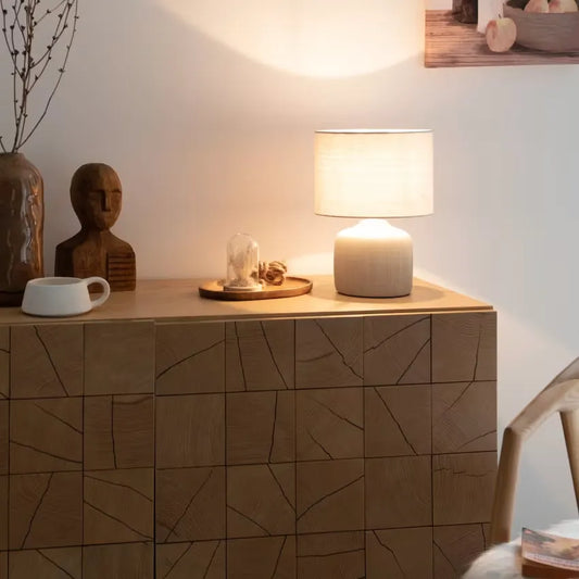 Lampe Japandi Céramique Écru & Polyester Recyclé – Busset