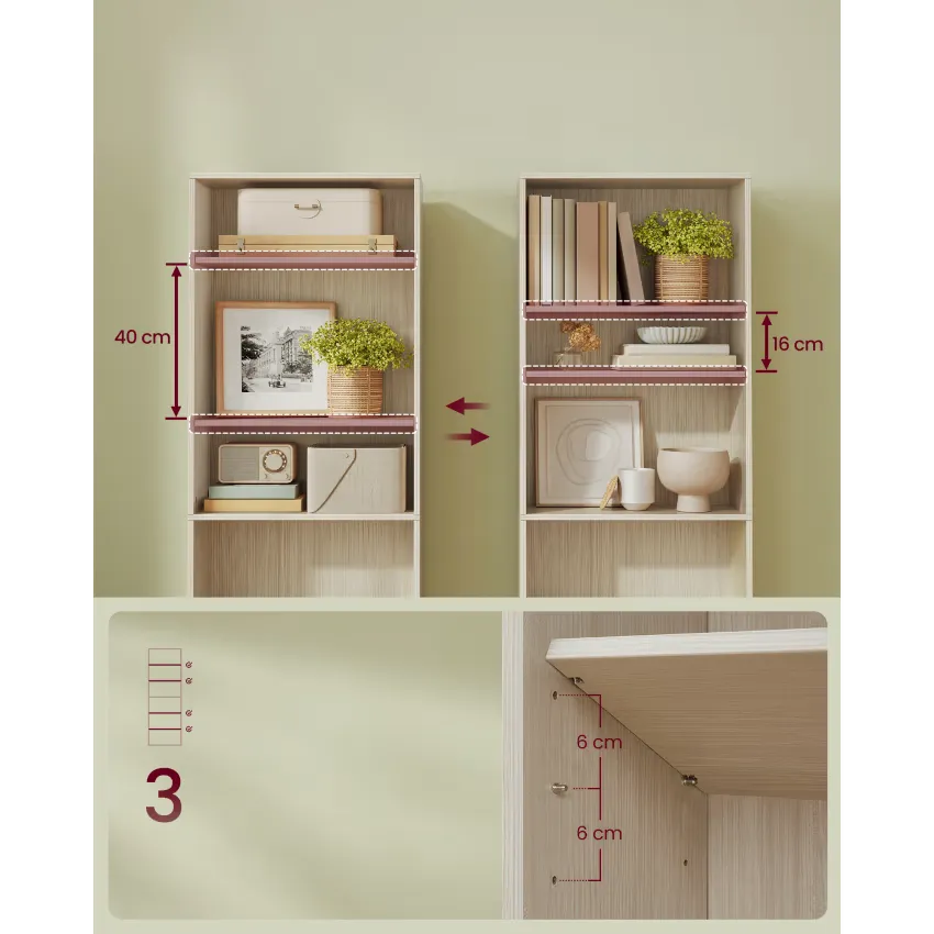 Étagère Japandi 6 Niveaux Beige Naturel 60×178 – Navo