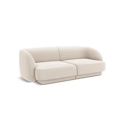 Canapé Japandi 2 Places Velours Beige Clair – Miley