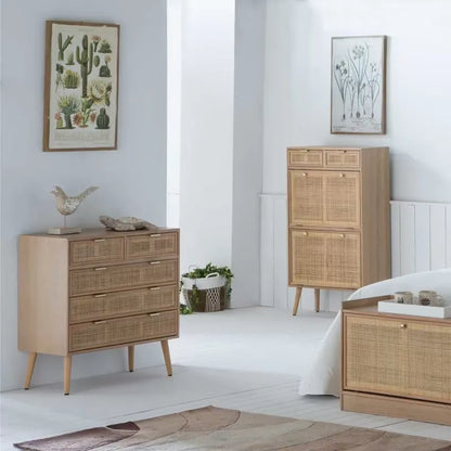 Commode Japandi Bois & Treillis Marron – Nério