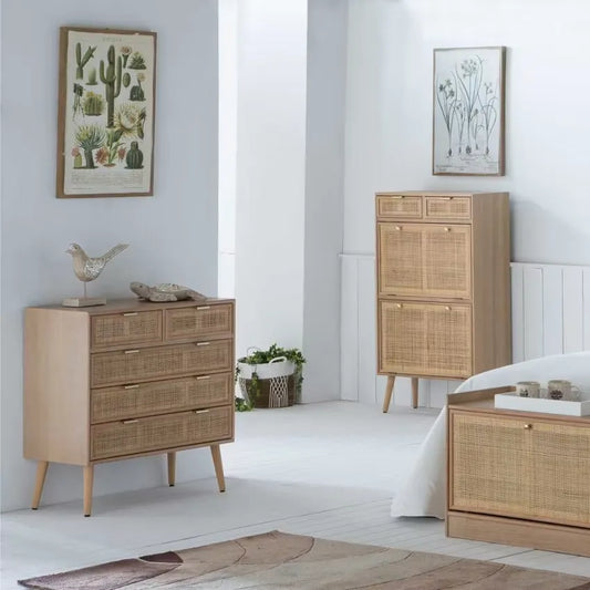 Commode Japandi Bois & Treillis Marron – Nério