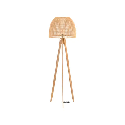 Lampadaire Japandi Trépied Rotin & Teck Massif – Corte