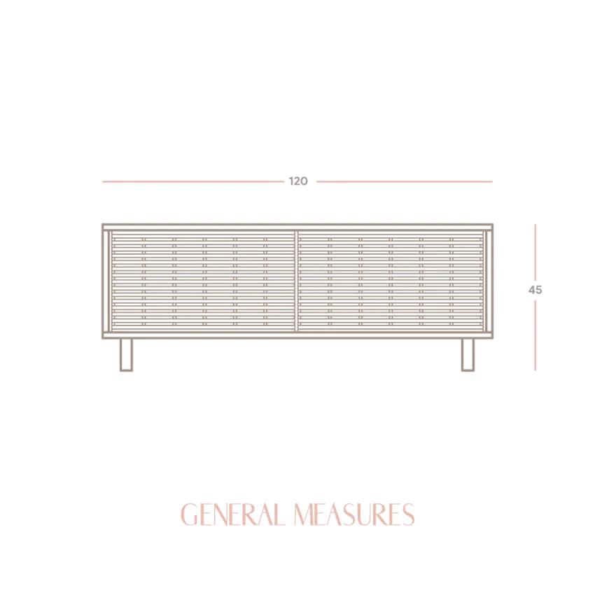 Meuble TV Japandi Pin Massif Naturel 120 cm – Moraira