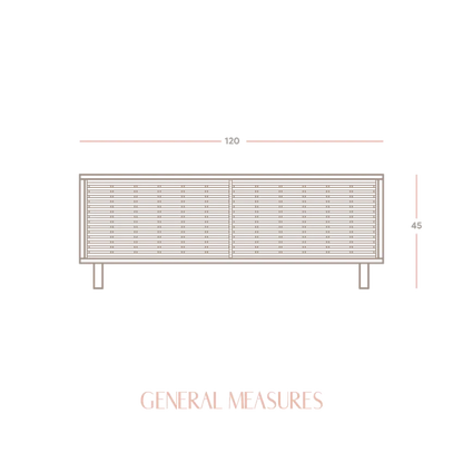 Meuble TV Japandi Pin Massif Naturel 120 cm – Moraira