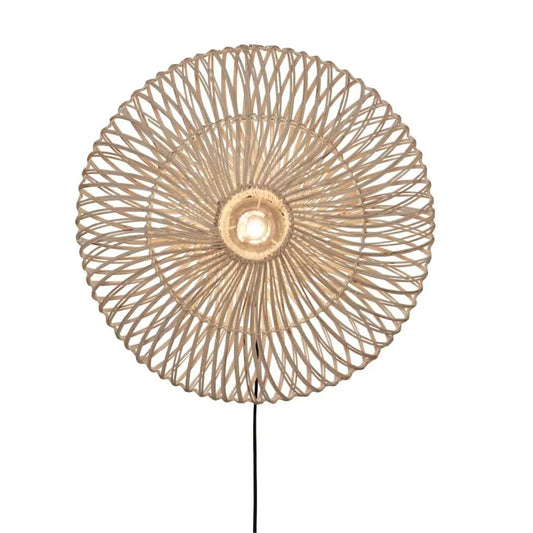Suspension Japandi Rotin Blanc Ø 55 – Zanzibar