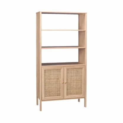 Étagère Japandi Effet Bois & Cannage 4 Niveaux – Boheme