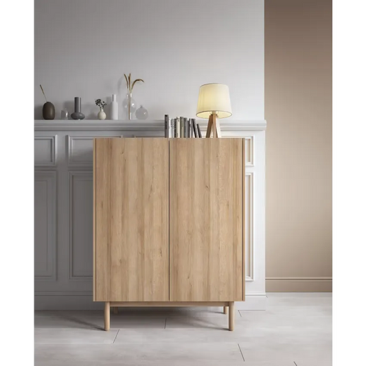 Buffet Japandi 2 Portes Bois Lamellé 97×122 – Laro