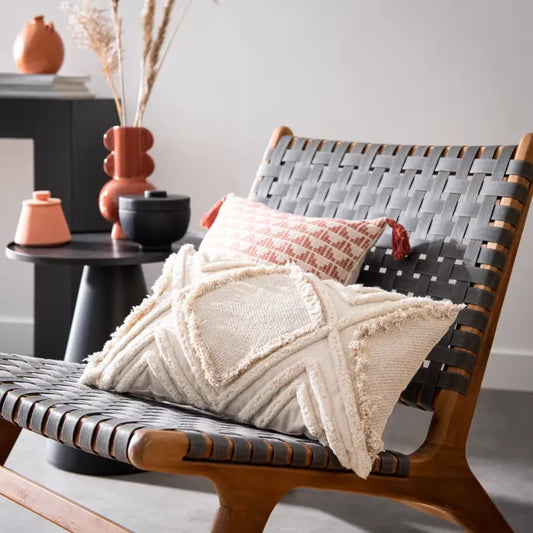 Housse de coussin Japandi Coton Tufte Écru 50×30 – Silwa