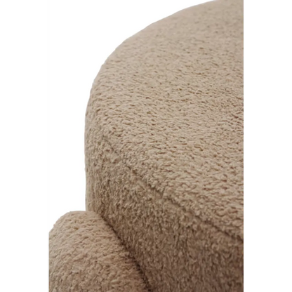 Pouf Japandi Bouclette Beige avec Pieds Tapissés – Lapi