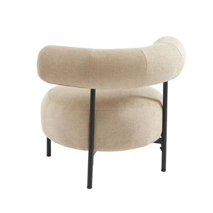 Fauteuil Japandi Tissu Chenille Beige & Métal Noir – Farel