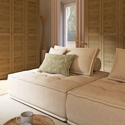 Lampadaire Japandi Bambou Tressé & Métal Beige – Kano