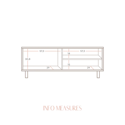 Meuble TV Japandi Pin Massif Naturel 120 cm – Moraira