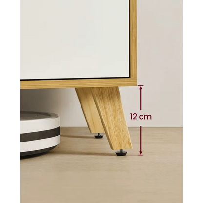 Meuble TV Japandi 2 Portes Chêne Naturel & Blanc Crème 140 cm – Liero