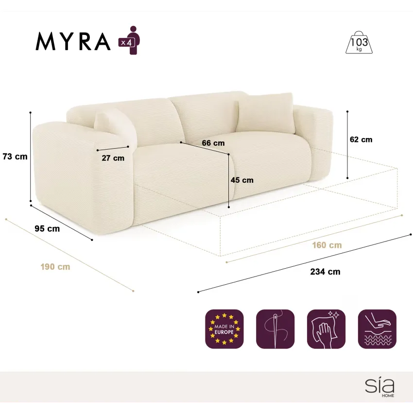 Canapé Japandi Convertible Express 160 cm Bouclette Crème – Myra