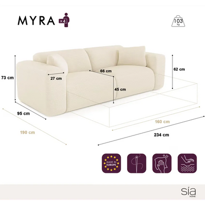 Canapé Japandi Convertible Express 160 cm Bouclette Crème – Myra