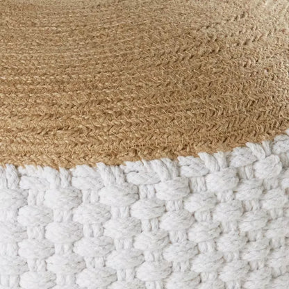 Pouf Japandi Jute & Coton Blanc Tressé – Knot