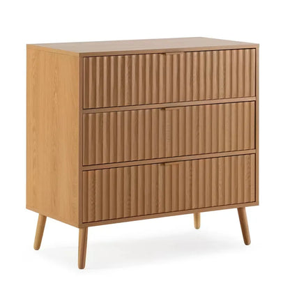 Commode Japandi 3 Tiroirs Effet Chêne 80 cm – Lluvia