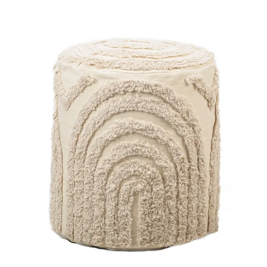 Pouf Japandi Tissu Beige Style Scandinave – Suki