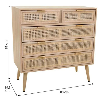 Commode Japandi Bois & Treillis Marron – Nério