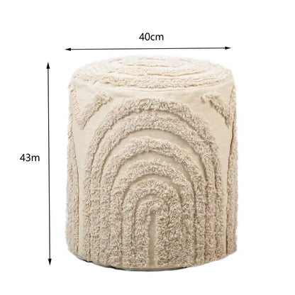 Pouf Japandi Tissu Beige Style Scandinave – Suki