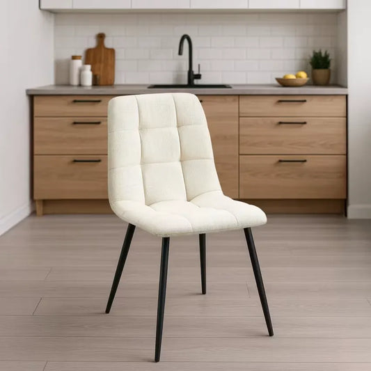 Chaise Japandi Tissu Crème & Pieds Métal – Tilde
