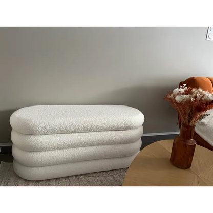 Banc Japandi Coffre Bouclette Blanche – Hina