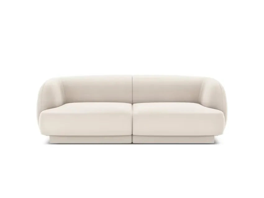 Canapé Japandi 2 Places Velours Beige Clair – Miley