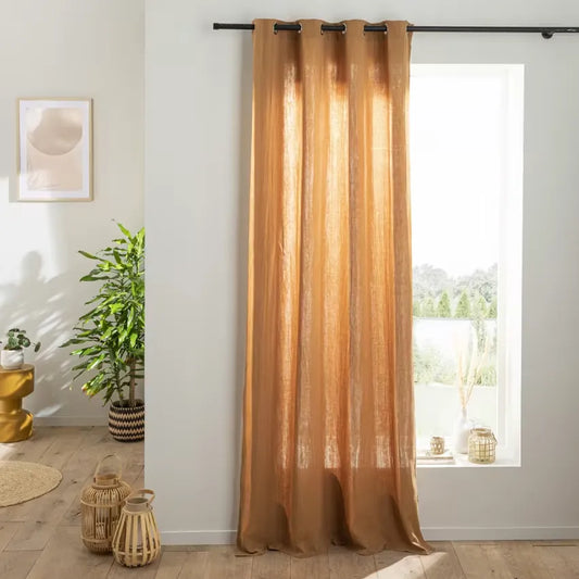 Rideau Japandi Œillets Gaze de Coton Camel 140×300 – Casi
