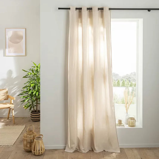 Rideau Japandi Œillets Gaze de Coton Beige 140×260 – Nami
