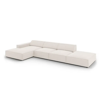 Canapé Japandi Angle 5 Places Tissu Beige Clair – Jodie