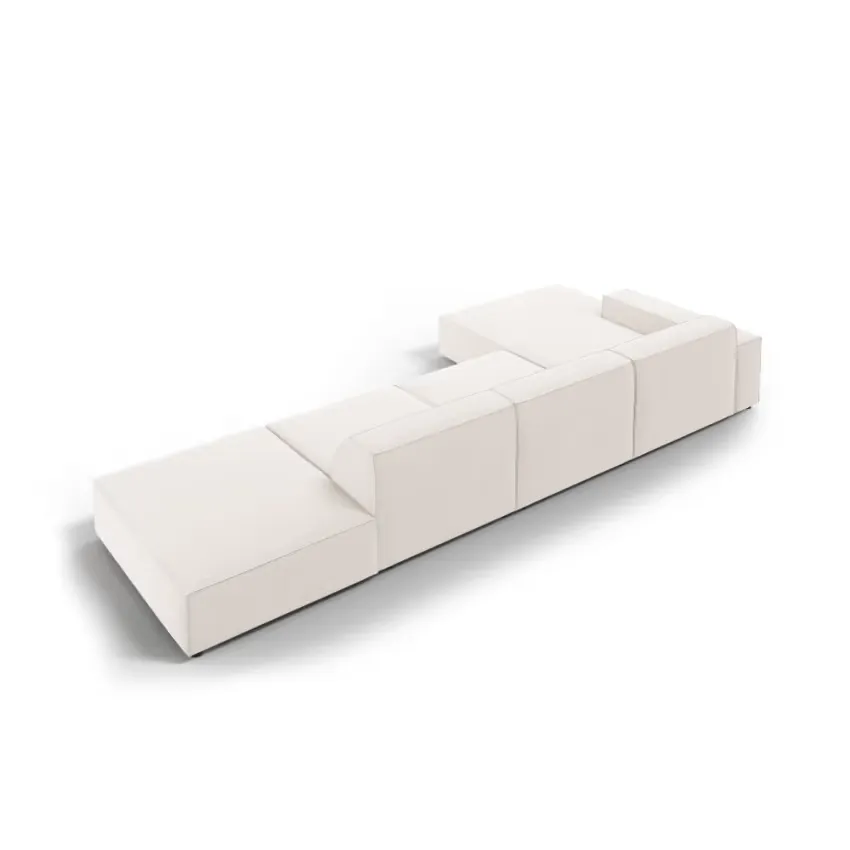 Canapé Japandi Angle 5 Places Tissu Beige Clair – Jodie