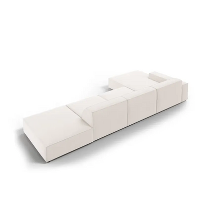 Canapé Japandi Angle 5 Places Tissu Beige Clair – Jodie