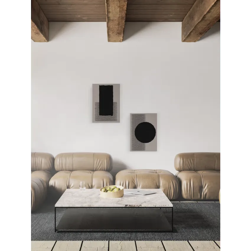 Toile Japandi Imprimé HD Rond Noir 60x40 – Round Black