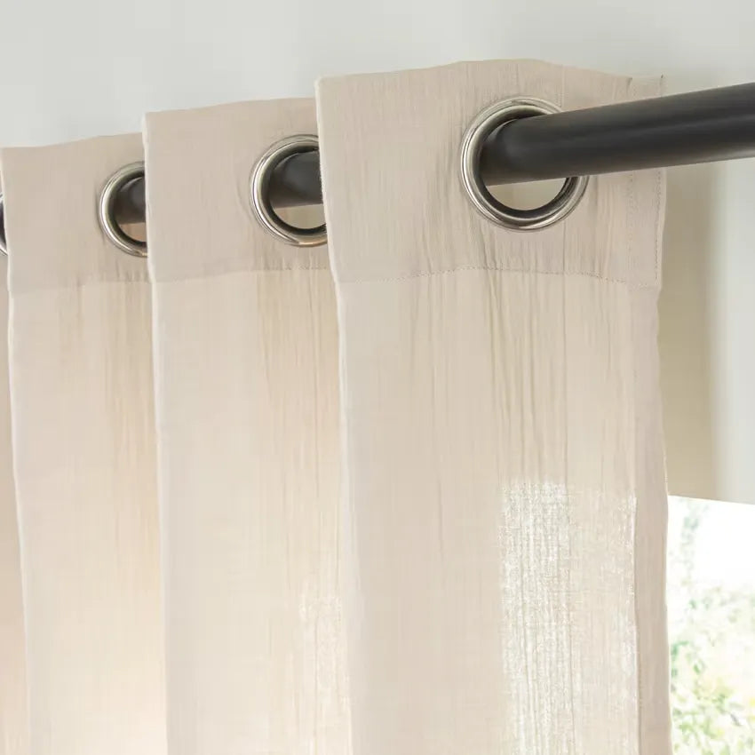 Rideau Japandi Œillets Gaze de Coton Beige 140×260 – Nami