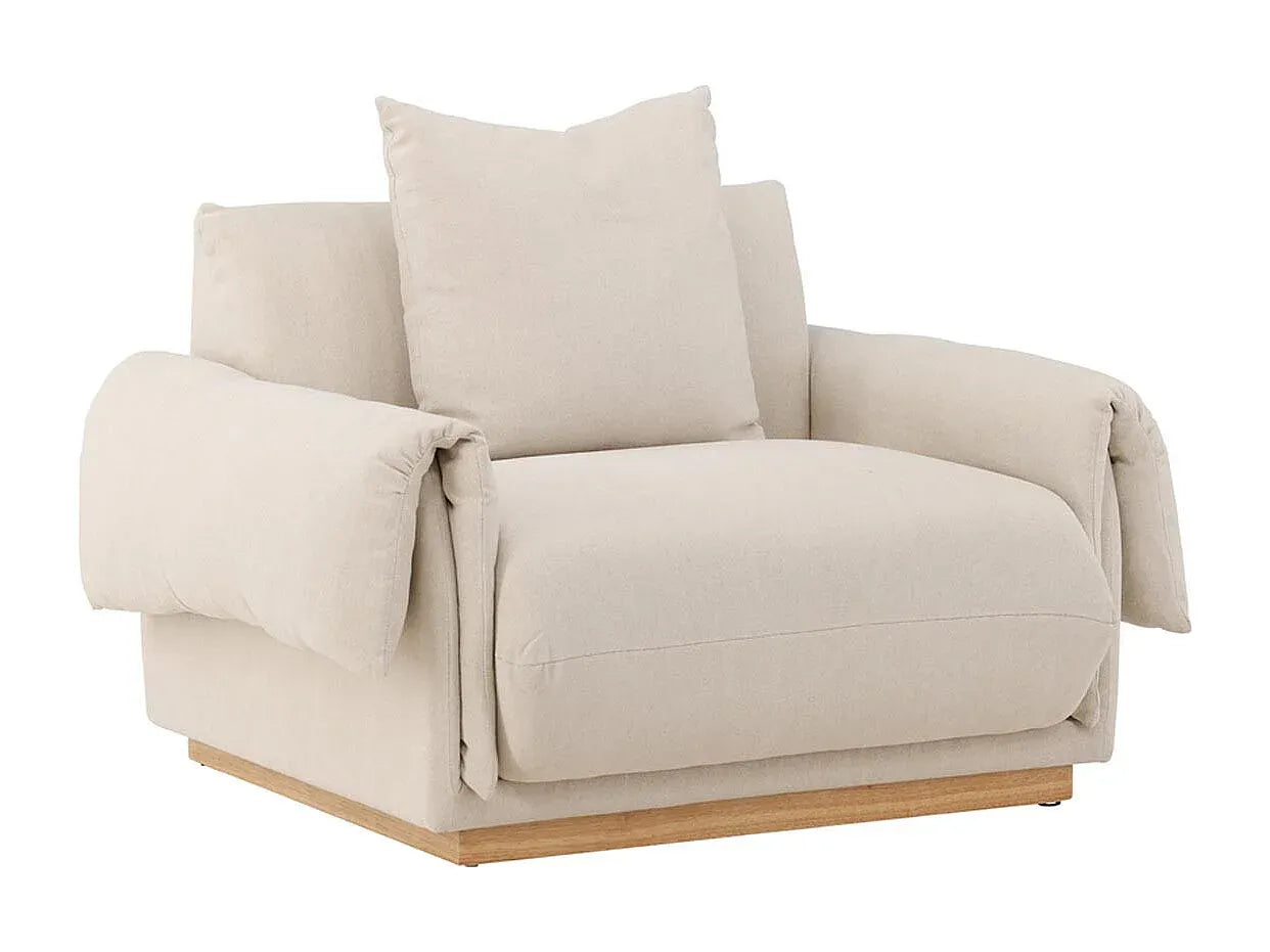 Fauteuil Japandi Design Effet Lin Beige - Mollosund