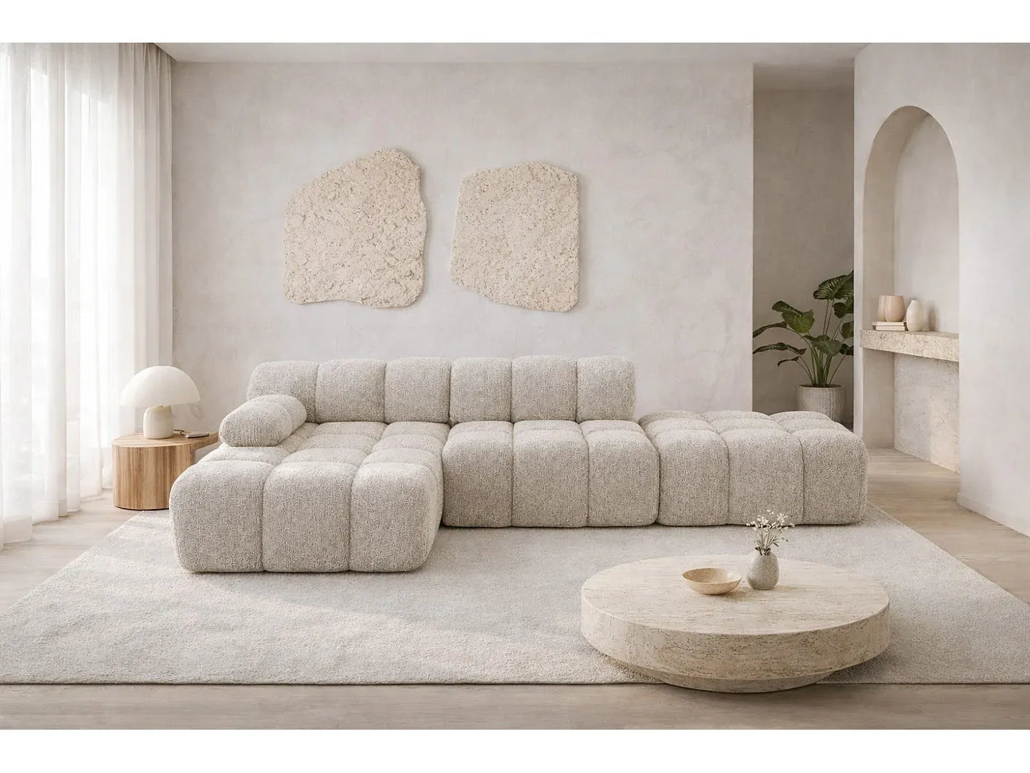 Canapé Japandi Modulaire Bouclette Abriamo - Selia