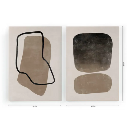 Toiles Japandi Set de 2 Pierres 60x40 – Stones