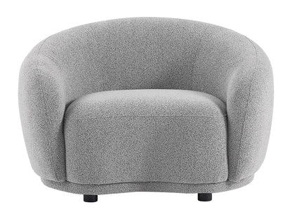 Fauteuil Japandi Arrondi Bouclette Gris - Bovana