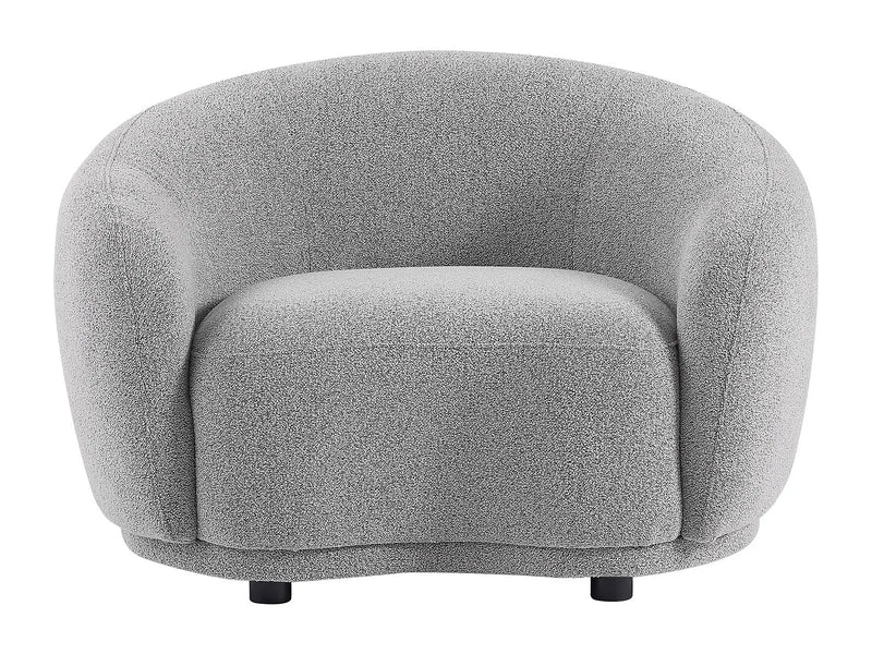 Fauteuil Japandi Arrondi Bouclette Gris - Bovana