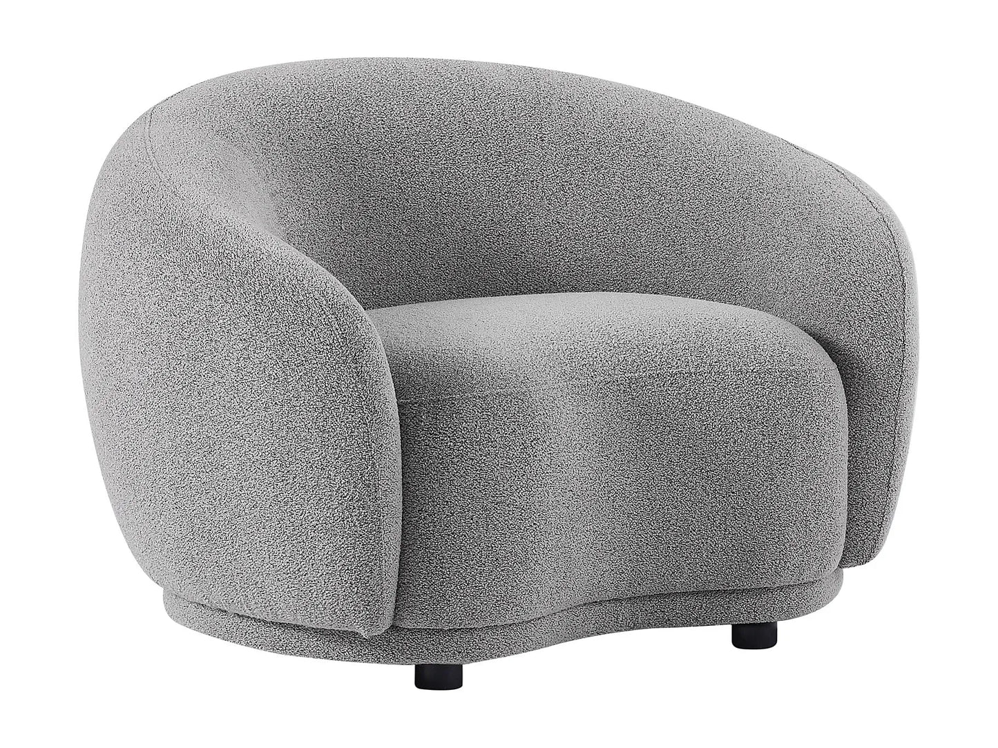 Fauteuil Japandi Arrondi Bouclette Gris - Bovana