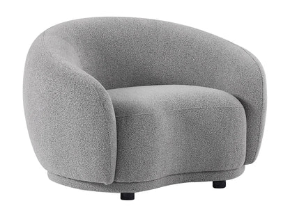 Fauteuil Japandi Arrondi Bouclette Gris - Bovana