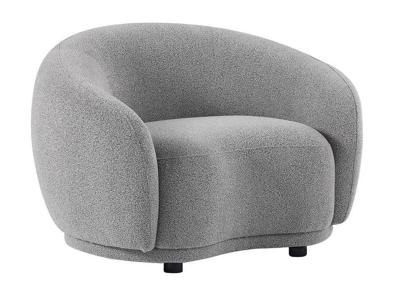 Fauteuil Japandi Arrondi Bouclette Gris - Bovana