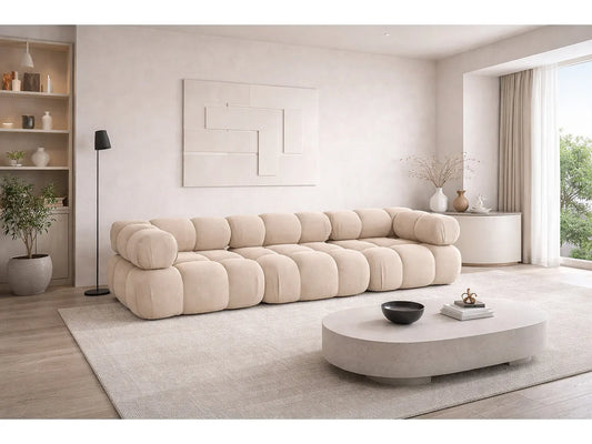 Canapé Japandi 3 Places Modulaire Velours - Selia