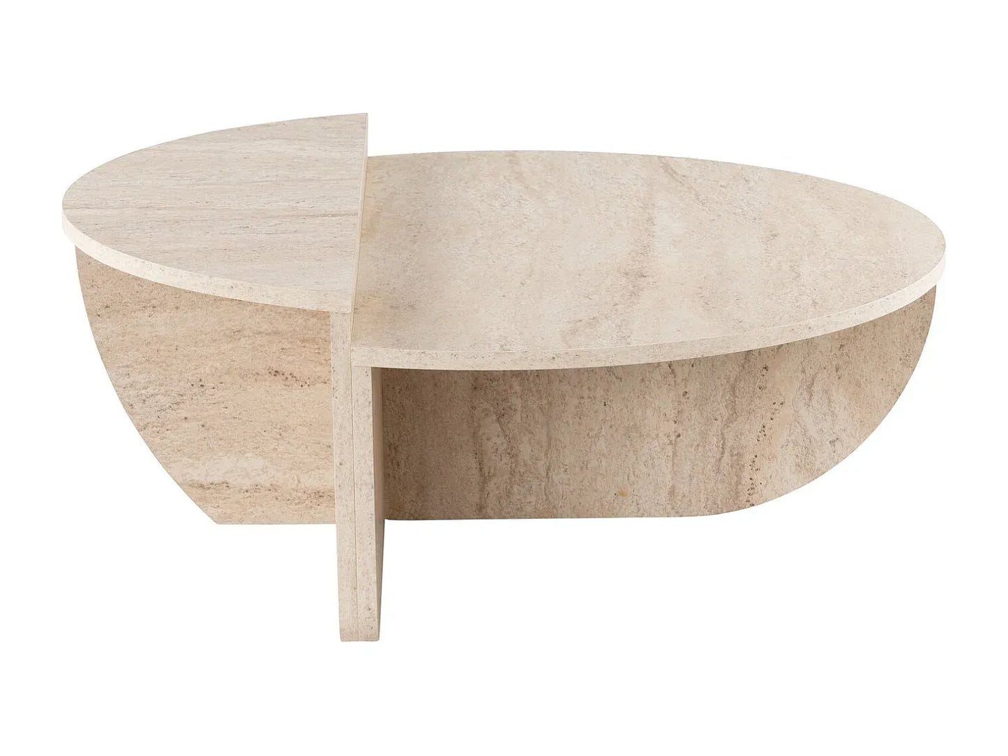 Lot de 2 Tables Basses Japandi Effet Travertin - Aloeva