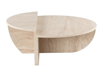 Lot de 2 Tables Basses Japandi Effet Travertin - Aloeva