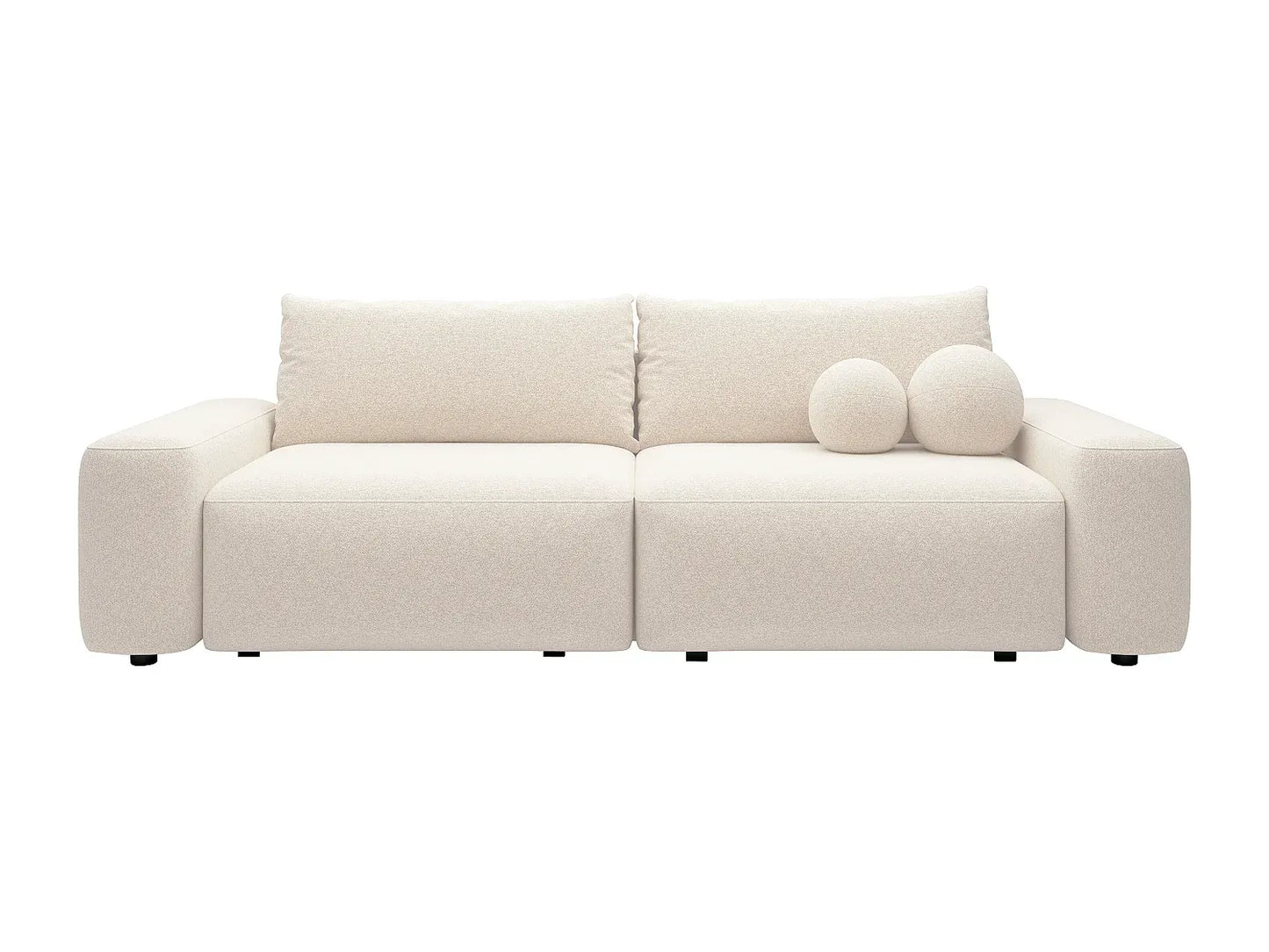Canapé Japandi Convertible Texturé Crème 4 Places - Daviso